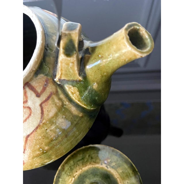 Modern Japanese Studio Pottery Oribe Tea Pot by Ken Matsuzaki For Sale - Image 13 of 17