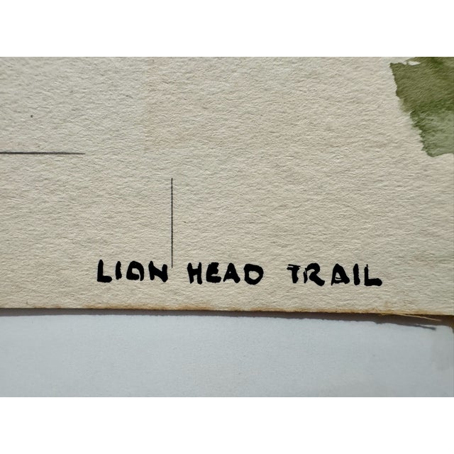 1950s Henry Emil Salloch Original Watercolor on Paper Lion Head Trail, 1954. For Sale - Image 5 of 8