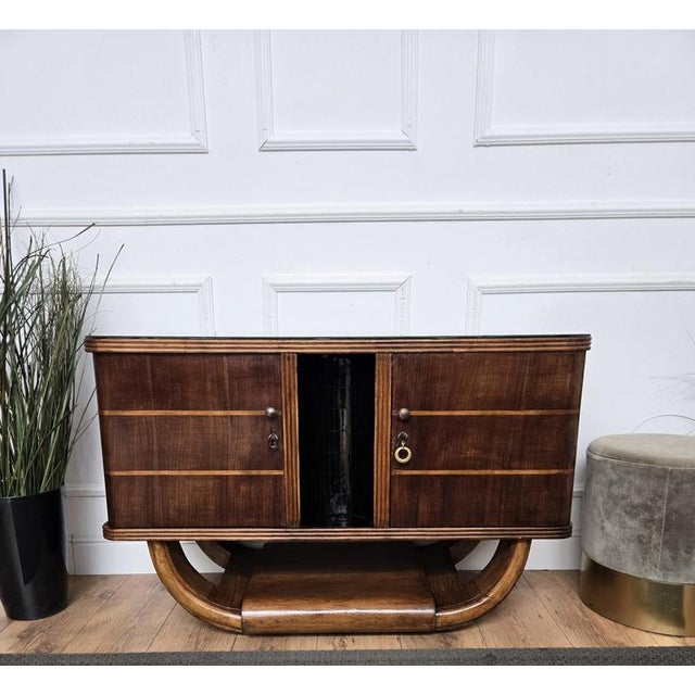Metal Mid-Century Art Deco Italian Walnut Burl and Mirror Mosaic Dry Bar Cabinet from Paolo Buffa, 1940s For Sale - Image 7 of 11