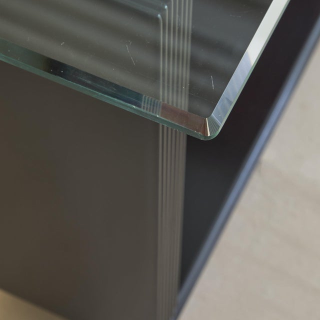 Vintage Italian Wood and Black Lacquer Console with Glass Top For Sale - Image 11 of 11