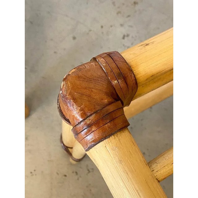 Set of Wicker, Leather, and Bamboo Chairs, 1970s For Sale - Image 12 of 14