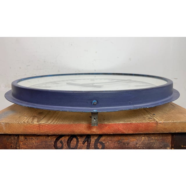 Industrial German Blue Factory Wall Clock from Burk, 1960s For Sale - Image 9 of 18