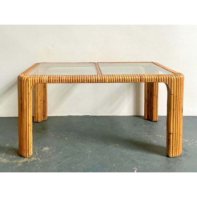 Vintage Boho Bent Rattan Dining Table For Sale - Image 4 of 12