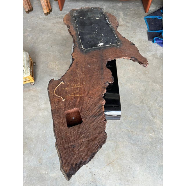 70's Vintage Brutalist Organic Modern Sculpted Burl Wood Wall Mirror For Sale - Image 12 of 12