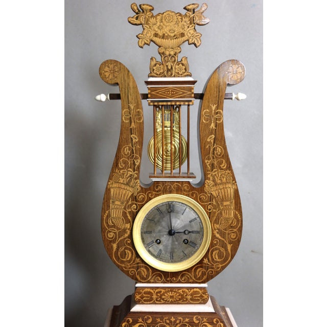 Large Charles X Lyre Clock and Globe, Set of 3 For Sale - Image 5 of 14