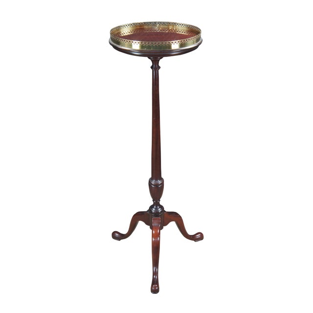 Queen Anne Large Vintage Queen Anne Style Solid Mahogany Plant Candlestand Pedestal Gallery For Sale - Image 3 of 13