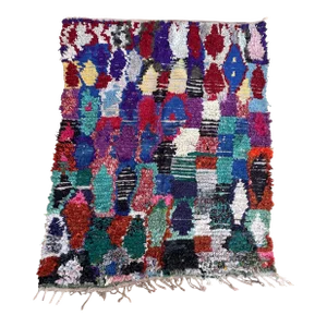 1980s Moroccan Colorful Vintage Rug - 4'9" X 5'10" Ft