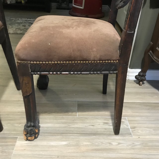 Burnt Umber Late 19th Century Victorian Era Spanish Baroque Revival Style Armorial Chairs - a Pair For Sale - Image 8 of 13
