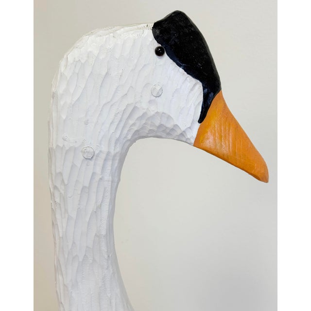 Wood Oversized Hand Carved Wooden Swan Sculpture For Sale - Image 7 of 10