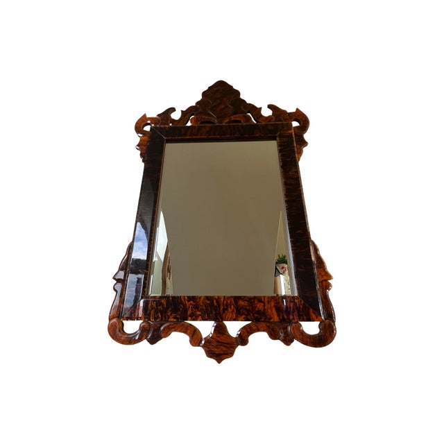 Plastic Vintage Rare Mid Century Modern 1970s Regent Faux Tortoise Shell Wall Mirror Regency For Sale - Image 7 of 10