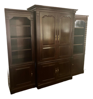 1990s L. & J.G. Stickley Entertainment Center With Display Cabinets
