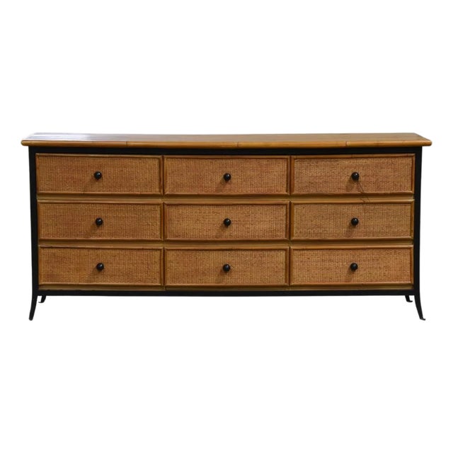 Walters Wicker Nine Drawer Credenza Chest For Sale