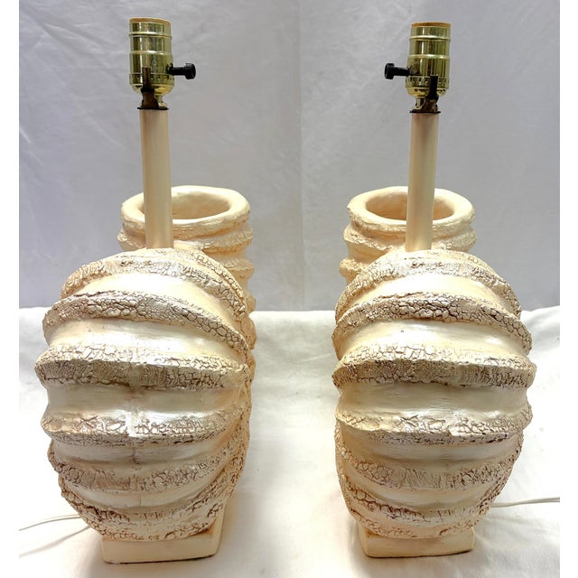 C1980's Palm Beach Chic Nautilus Shell Table Lamps- A Pair For Sale In West Palm - Image 6 of 18