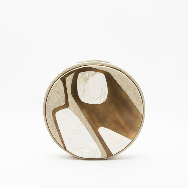 Modern Modern Vase in Shagreen With Mother of Pearl and Brass Details by R&y Augousti For Sale - Image 3 of 12