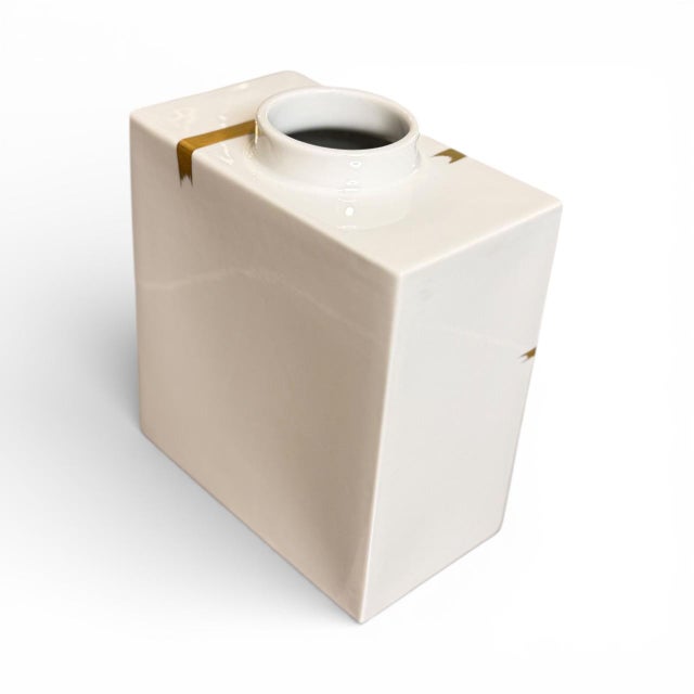 KPM Berlin Vintage Vase With Gold Accents With Blue Bold Geometric ModernIn - Design by Trude Petri Signed For Sale In Indianapolis - Image 6 of 10