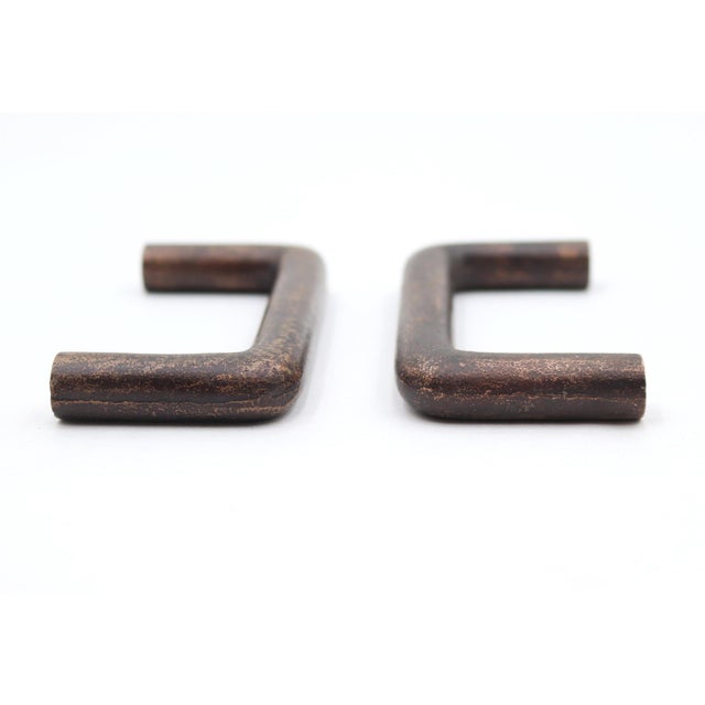 Modern Pair of Modern 4.5 In. Darkened Brass Drawer Pulls For Sale - Image 3 of 5