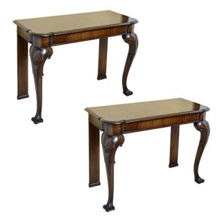 English/Irish Mahogany Consoles With Cabriole Legs - A Pair For Sale