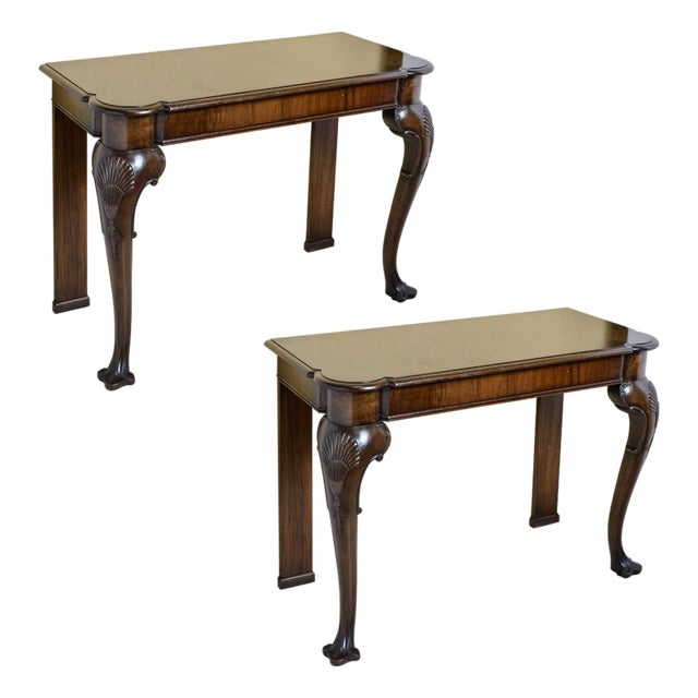 English/Irish Mahogany Consoles With Cabriole Legs - A Pair For Sale