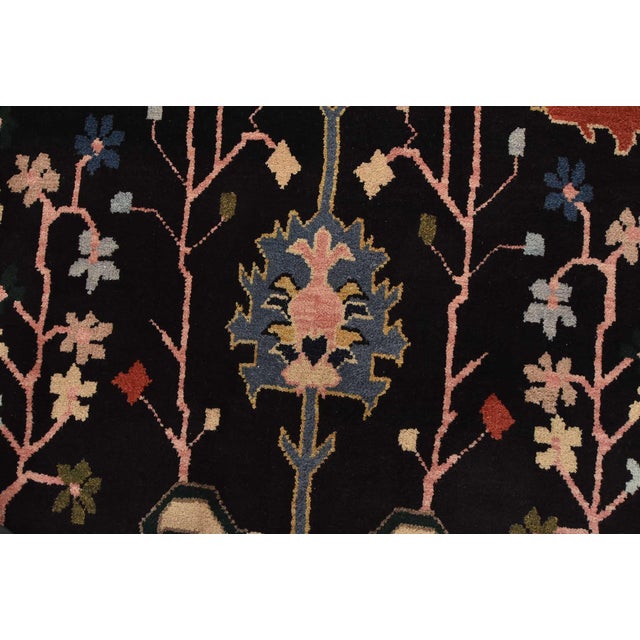 Black Heriz Rug 5’11” X 8’8” Black Wool Vintage Traditional Hand-Knotted Carpet For Sale - Image 8 of 15
