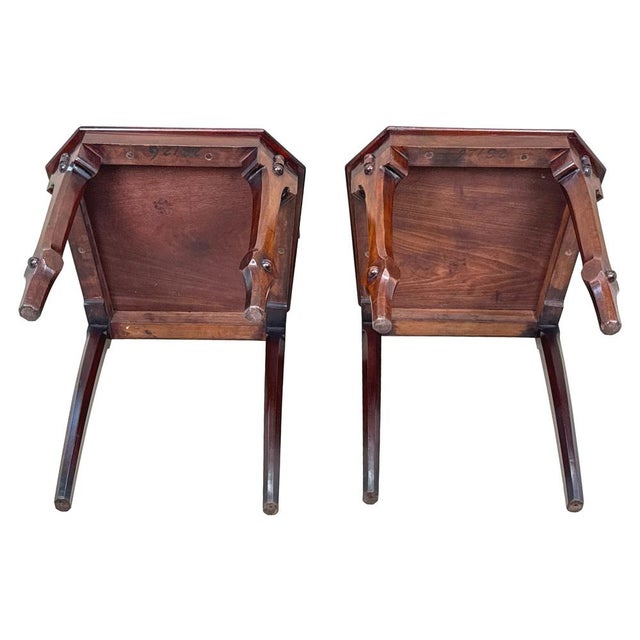 Antique Victorian Mahogany Hall Chairs, 1880, Set of 2 For Sale - Image 12 of 14