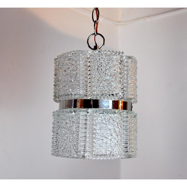 Hollywood Regency Pendant Light in Frosted Glass attributed to Kaiser Leuchten, Germany, 1960s For Sale - Image 3 of 9