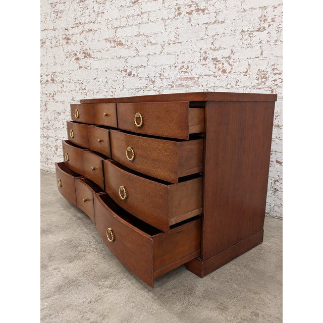 Vintage Bench Fine Furniture Solid Wood Mahogany 12 Drawer Serpentine Dresser/Chest For Sale In New York - Image 6 of 8