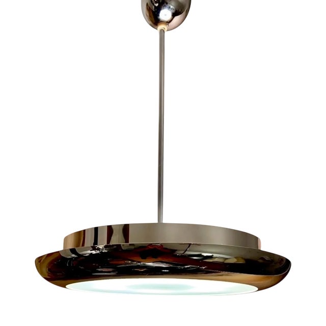 Mid-Century Modern Bauhaus Modern UFO Pendant Light by Josef Hurka for Napako, 1950s For Sale