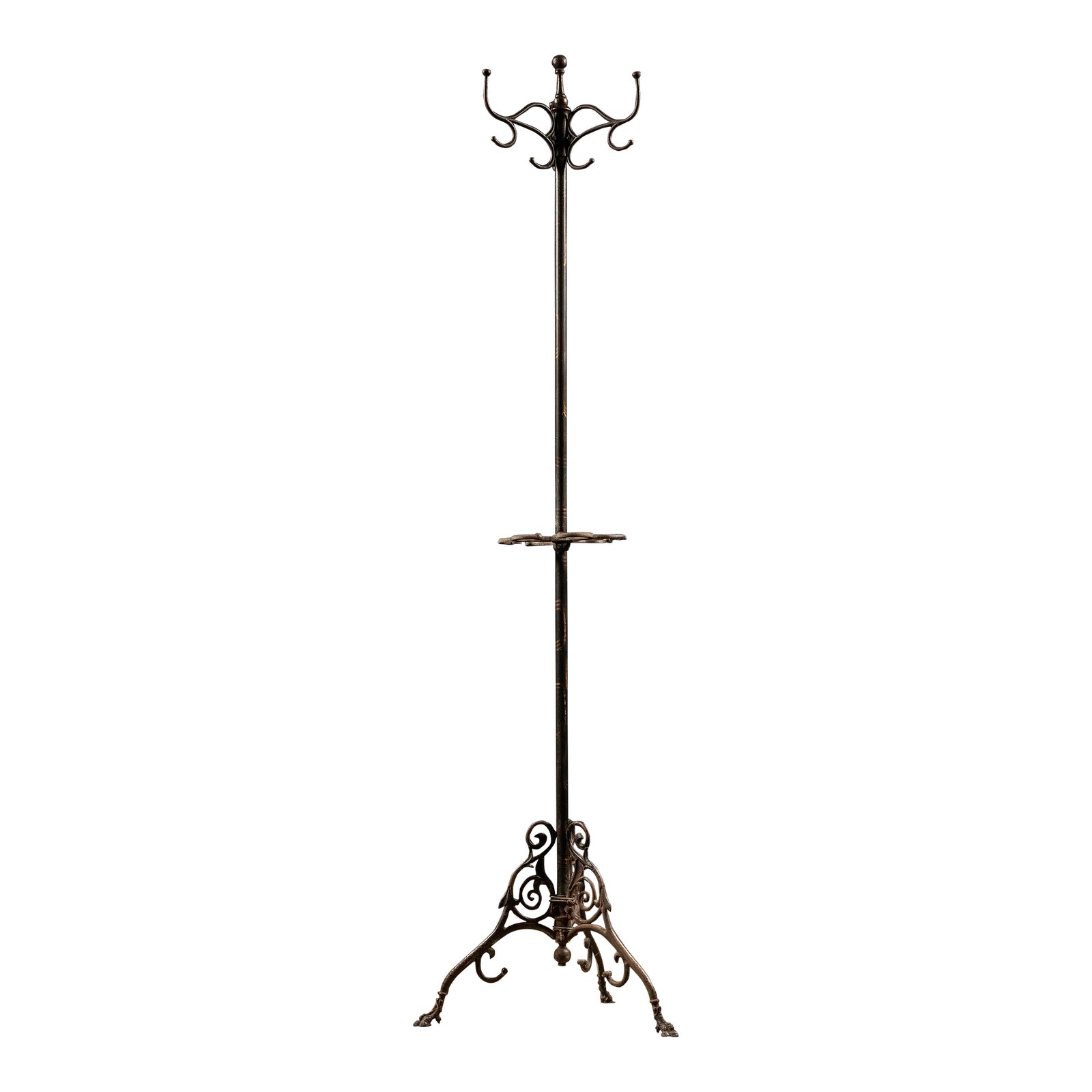 1920s Antique Japanned Copper Coat Rack | Chairish