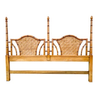 Palm Beach Regency Island Style Woven Rattan King Headboard For Sale