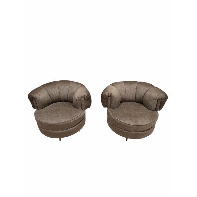 MCM Barrel Back Lounge Chairs Newly Reupholstered – Pair For Sale - Image 4 of 10