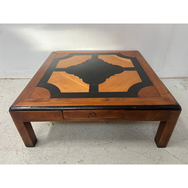 20th Century Wooden Coffee Table with Geometric Decoration For Sale - Image 9 of 9