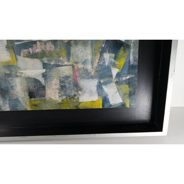 Wood Mid-Century Modern Cubist Geometric Abstract Painting in Shadowbox For Sale - Image 7 of 10