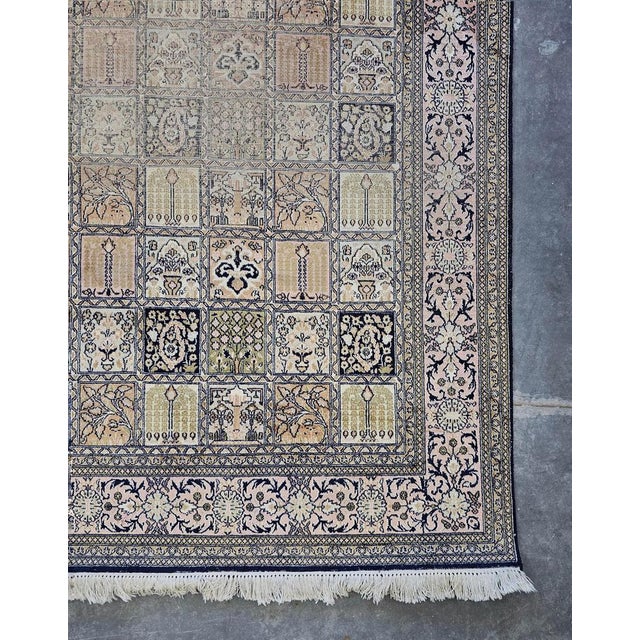 Vintage Hand-Knotted Silk Rug Garden of Paradise, Nepal, 1960s For Sale - Image 3 of 9