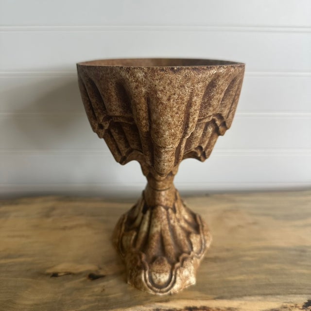 Antique Victorian Cast Iron Pedestal Urn Jardiniere Planter W/ Original Paint For Sale - Image 4 of 11