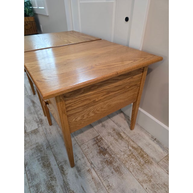 Wood Hunt Country Furniture Oak 2-Drawer End Tables - A Pair For Sale - Image 7 of 8
