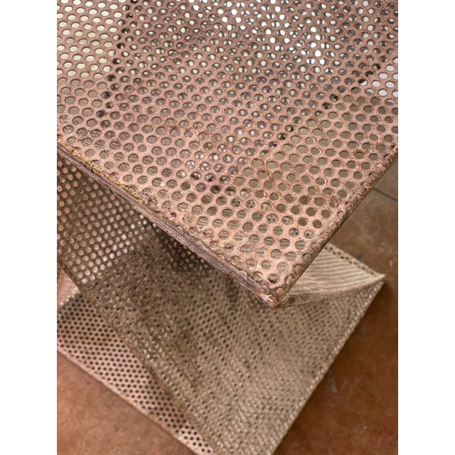 1980s Tall Perforated Geometric Side Table in the Style of Mathieu Matégot, C. 1980s For Sale - Image 5 of 7