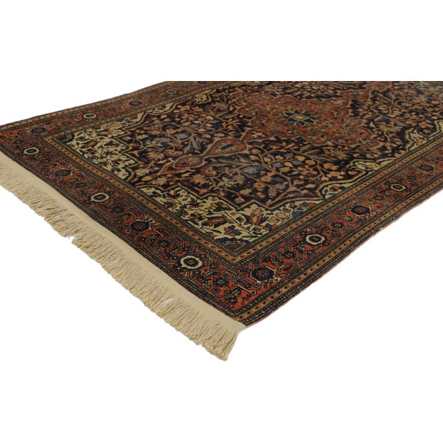 antique Persian Farahan rug with Arts & Crafts style. With a timeless botanical pattern and naturalistic design elements,...