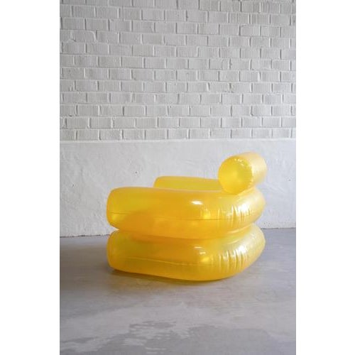 Plastic Mid-Century Modern Yellow Inflatable Indoor and Outdoor Armchair, 1960s For Sale - Image 7 of 13