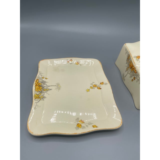 Vintage Alfred Meakin Marigold Covered Butter Dish With Tray England For Sale - Image 4 of 8