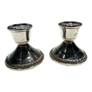 Mid 20th Century Pair of Weighted Silver Candle Holdrrs For Sale
