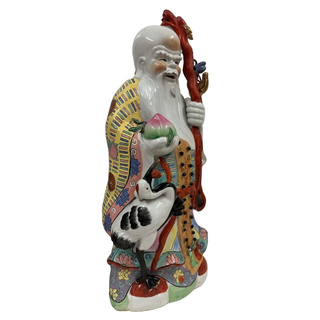 Huge Set of 3 Vintage Chinese Fu Lu Shou Feng Shui Trio Gods Figurines Statues For Sale - Image 14 of 16