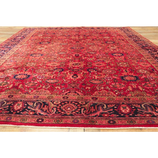 Red Mid 20th Century Vintage Persian Malayer Rug, 08'08 X 11'07 For Sale - Image 8 of 10