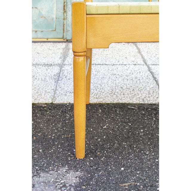 Wood Beech Bench with Seat in Woven Fabric, Italy, 1950s For Sale - Image 7 of 10