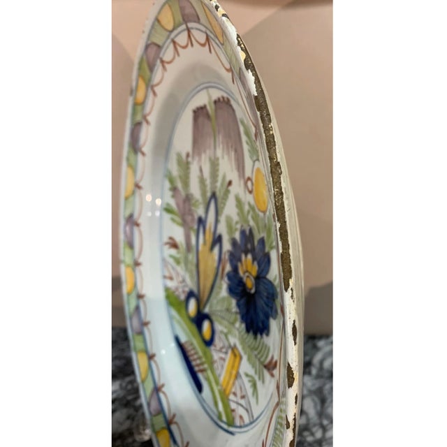 19th Century 18th-19th Century Polychrome Delft Platter For Sale - Image 5 of 9