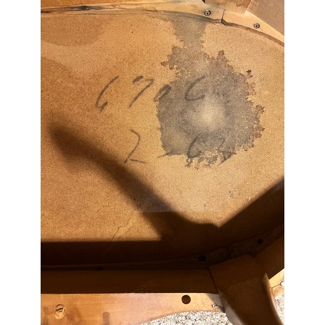 Wood Vintage Mid-Century French Provincial Oval Coffee Table With Tooled Leather Top For Sale - Image 7 of 7