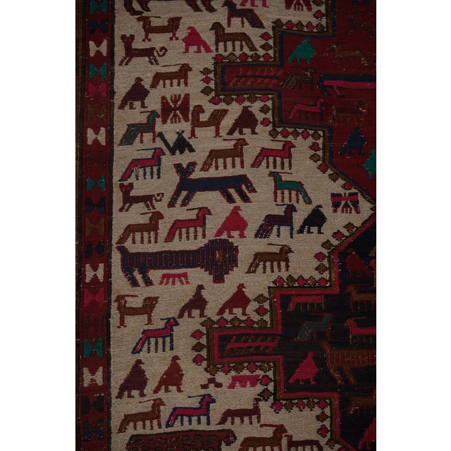 Animal Pattern Soumac Kilim Rug 3'5'' X 4'7'' For Sale - Image 9 of 12