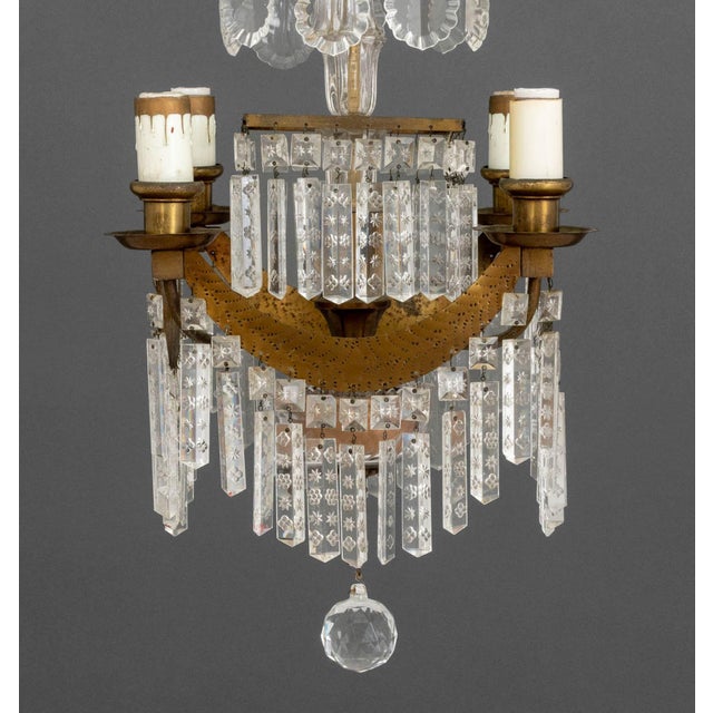 French Empire Style Brass and Crystal Chandelier For Sale In New York - Image 6 of 11