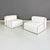 Italian modern pair of white leather and satin steel armchairs by Kazuhide Takahama for Gavina, 1970s. Pair of armchairs...