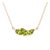 Green Peridot Pear Gemstone Cluster Necklace | 18k Gold Plated Curved Botanical Pendant | Delicate August Birthstone Necklace For Sale