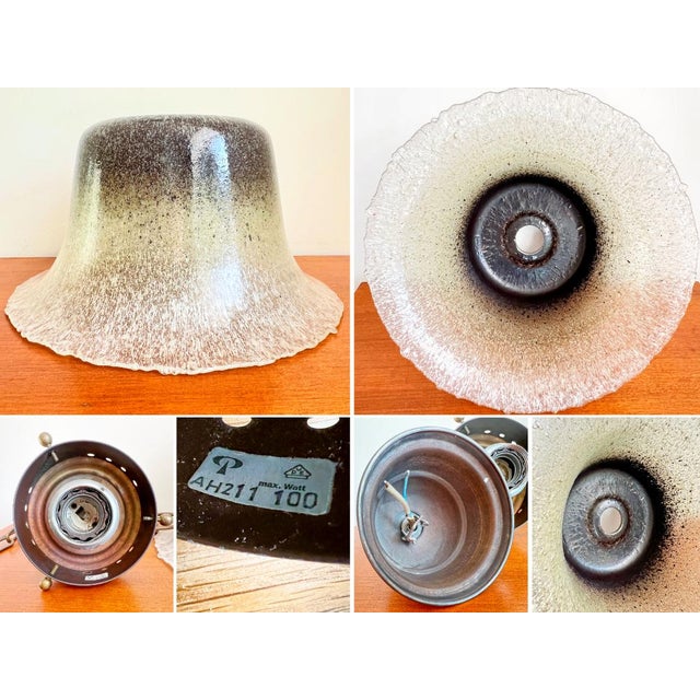 Vintage Mushroom Pendant Lamp in Brass and Hand-Blown Glass from Peill & Putzler, Germany, 1970s For Sale - Image 10 of 11